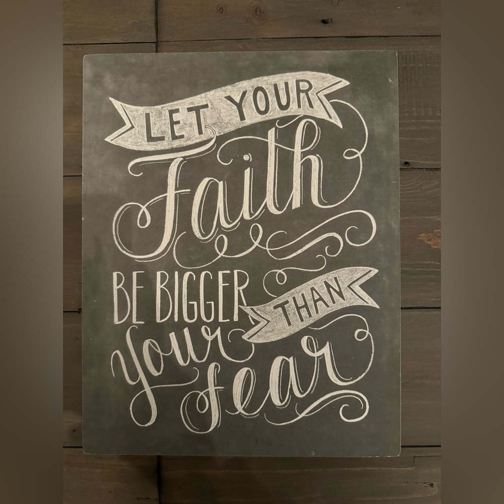 Primitives by Kathy Phillips “Faith Be Bigger” chalk box sign rustic wood decor